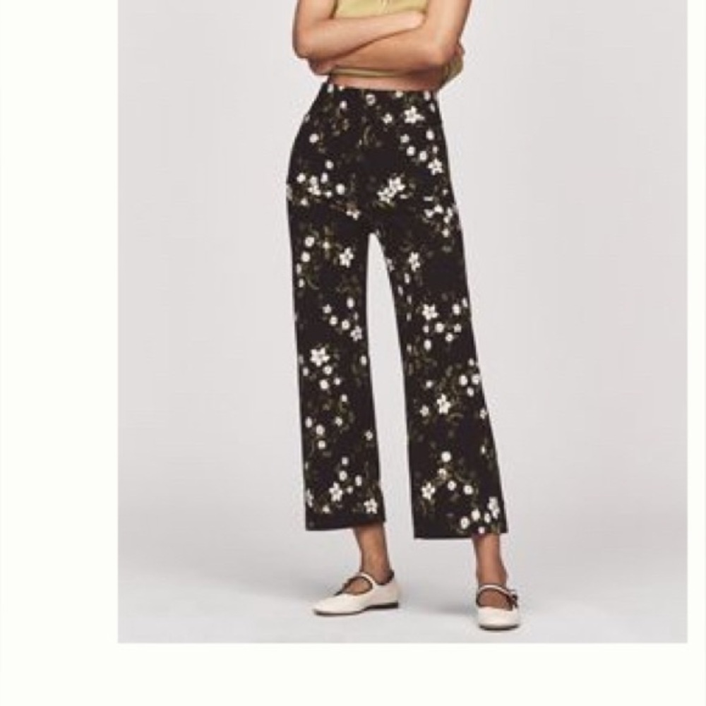 Maeve black Floral Cropped Pants size 34 NWT